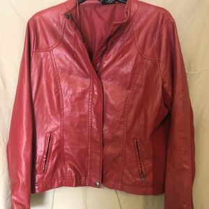 New Directions Red Faux Leather jacket  size large